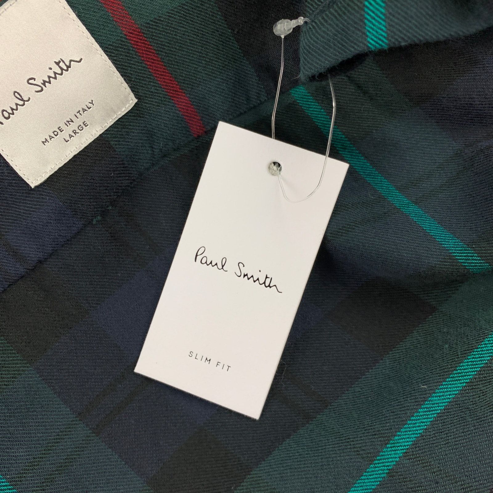 Paul Smith PAUL SMITH Size L Navy Green Plaid Cotton Button Up Shirt Size US L / EU 52-54 / 3 - 6 Thumbnail