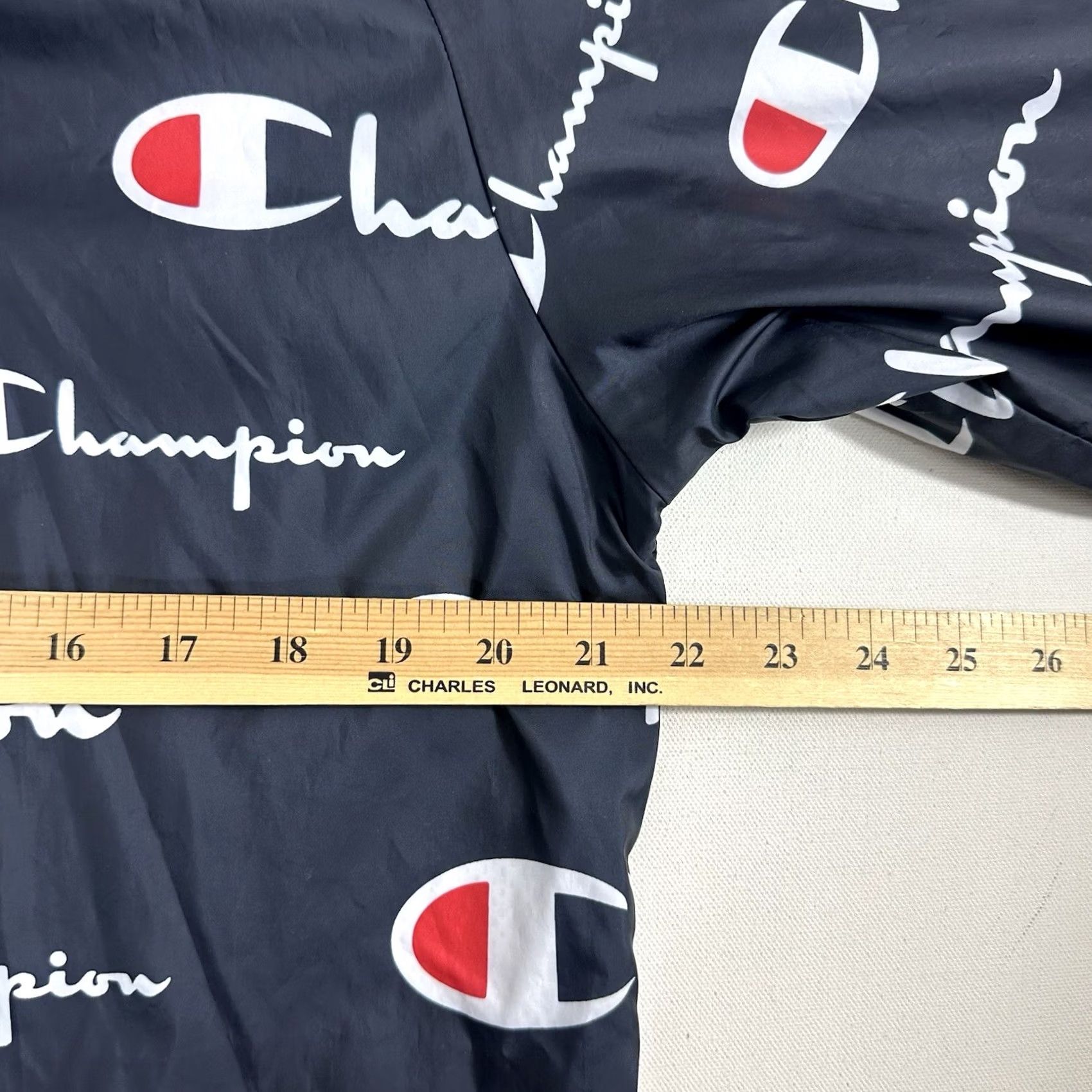 Champion Champion Windbreaker Jacket Blue M Snap Front Coaches All-Over Spell-Out Logo Men Size US M / EU 48-50 / 2 - 3 Thumbnail