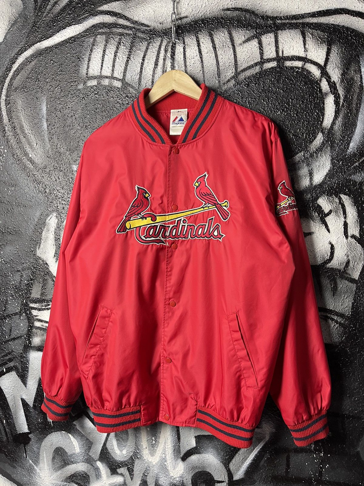 Majestic Majestic St. Louis Cardinals Vintage 90s Red Nylon Bomber Jacket Size Medium Size US M / EU 48-50 / 2 - 1 Thumbnail
