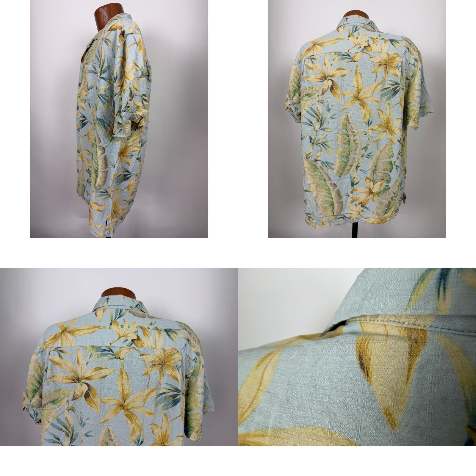 Tommy Bahama Tommy Bahama Shirt Men Large Silk Hawaiian Bamboo Floral Leaf Camp Collar Aloha Shirt Size US L / EU 52-54 / 3 - 8 Thumbnail