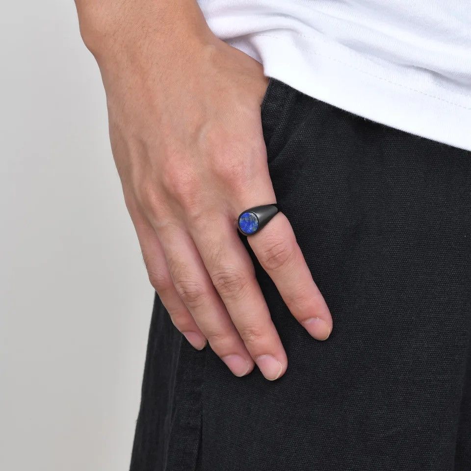 Other Blue Stone Signet Ring Size ONE SIZE - 3 Thumbnail