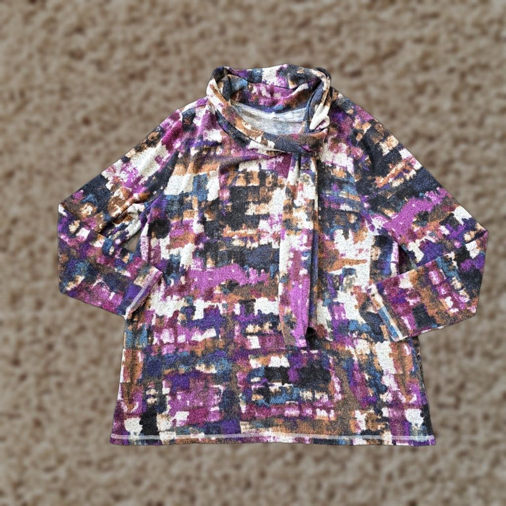 Habitat Habitat Sweater Top Womens Medium Pink Tie Neck Stretch Long Sleeve Casual Artsy Size M / US 6-8 / IT 42-44 - 1 Thumbnail