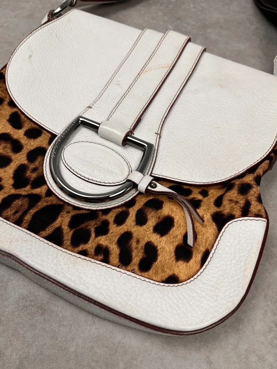 Dolce & Gabbana SS2003 Dolce & Gabbana White Leather Leopard Handle Bag Size ONE SIZE - 4 Thumbnail