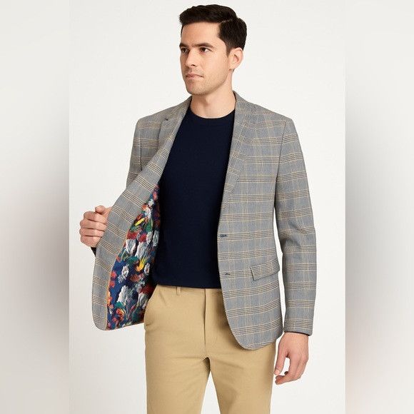 Other Paisley & Gray Plaid Blazer Bulldog Lining – Size 42R Size 42R - 1 Thumbnail