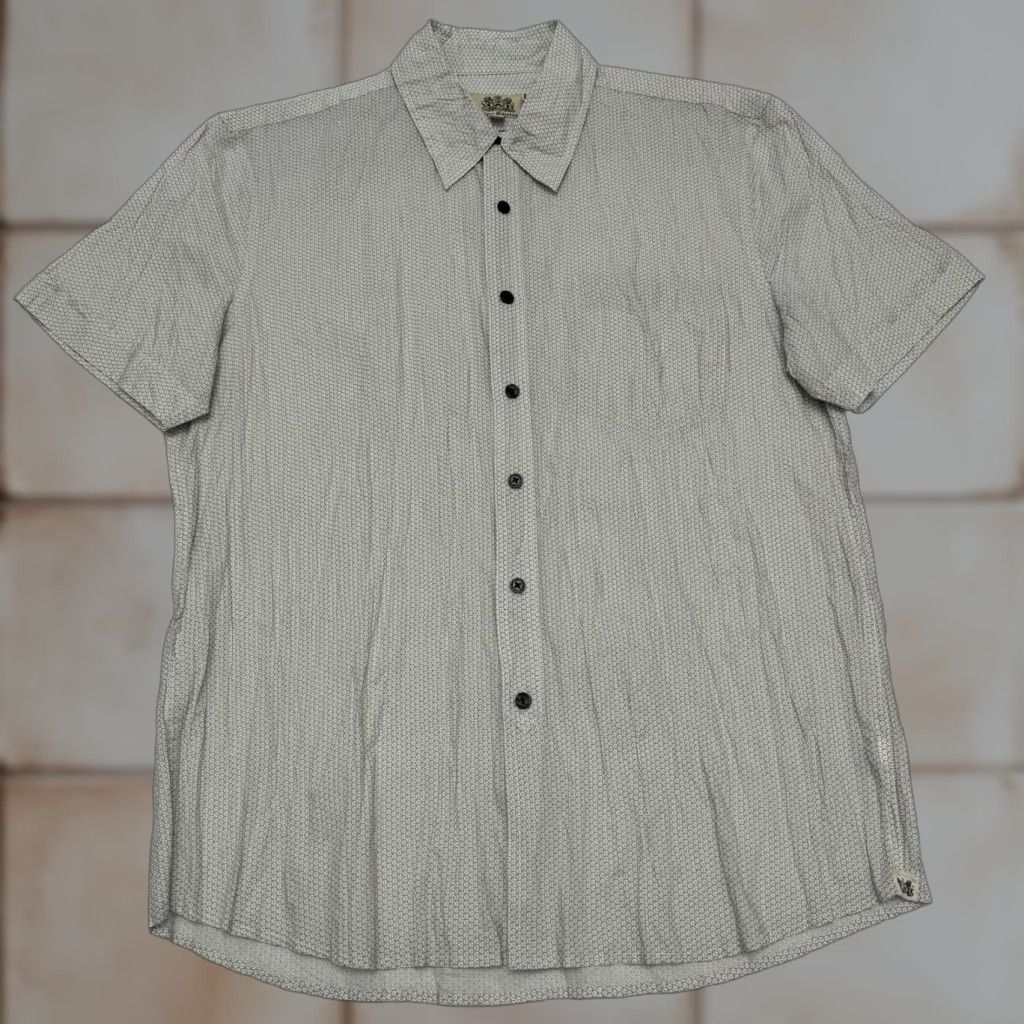 Juicy Couture Juicy Couture Mens Large Short Sleeve Button Up White Dotted Grid T Shirt Size US L / EU 52-54 / 3 - 1 Thumbnail