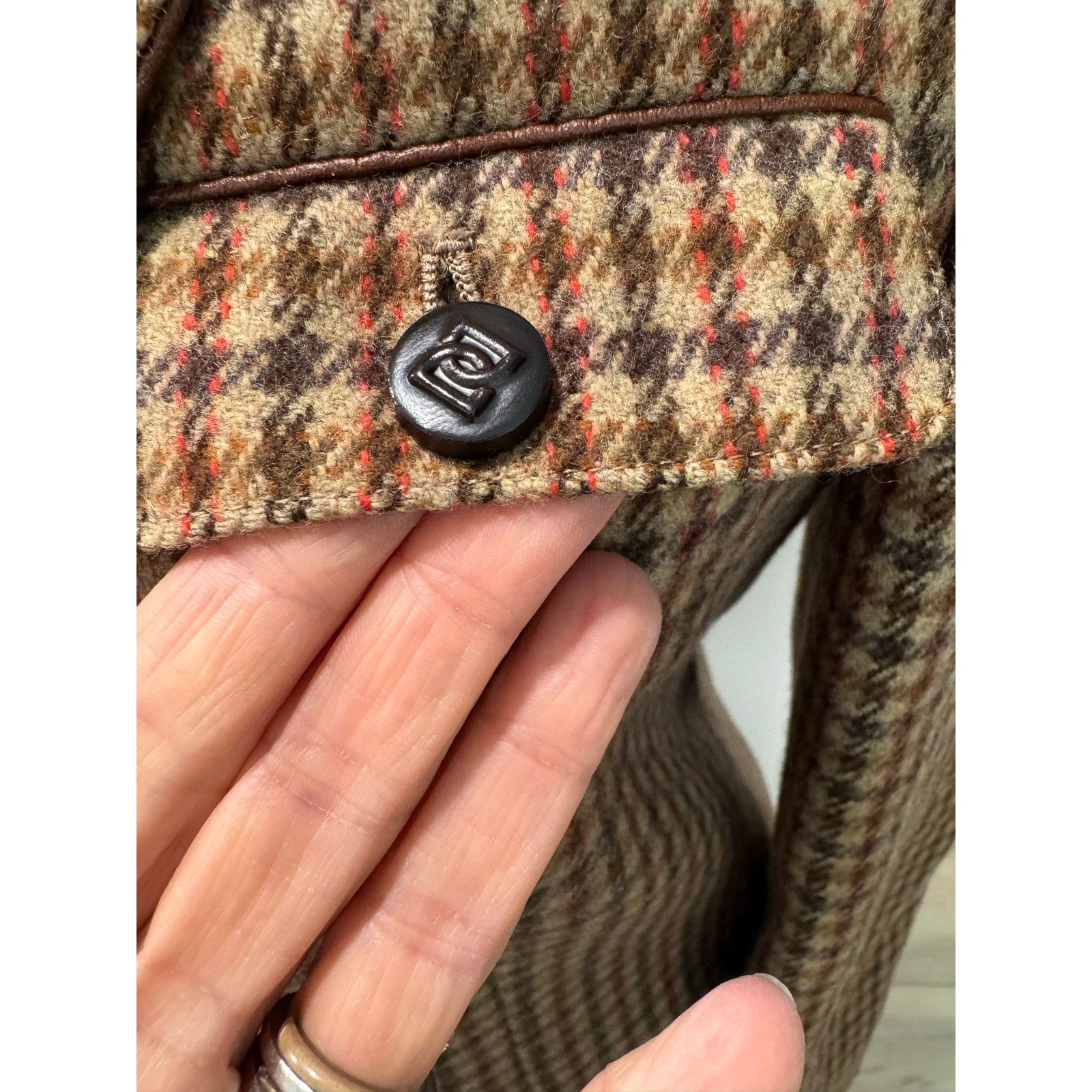 Other Vintage Houndstooth 100% Wool Skirt Suit Tailored Blazer - 9 Size S / US 4 / IT 40 - 3 Thumbnail