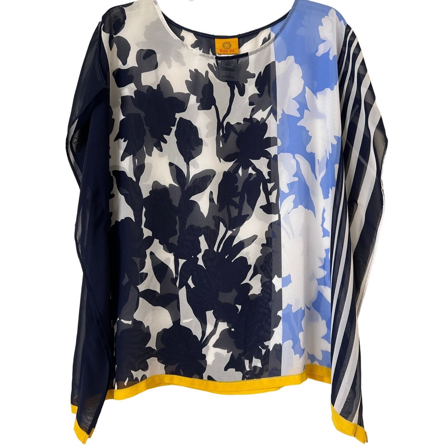 Other Ruby Rd. Large Poncho Blouse Blue, Navy & White W Yellow Size L / US 10 / IT 46 - 1 Thumbnail