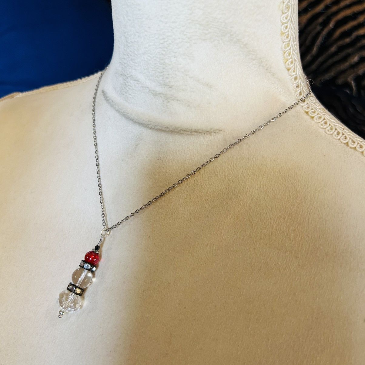 Handmade Handcrafted faceted glass rhondelle hematite necklace Size ONE SIZE - 3 Thumbnail