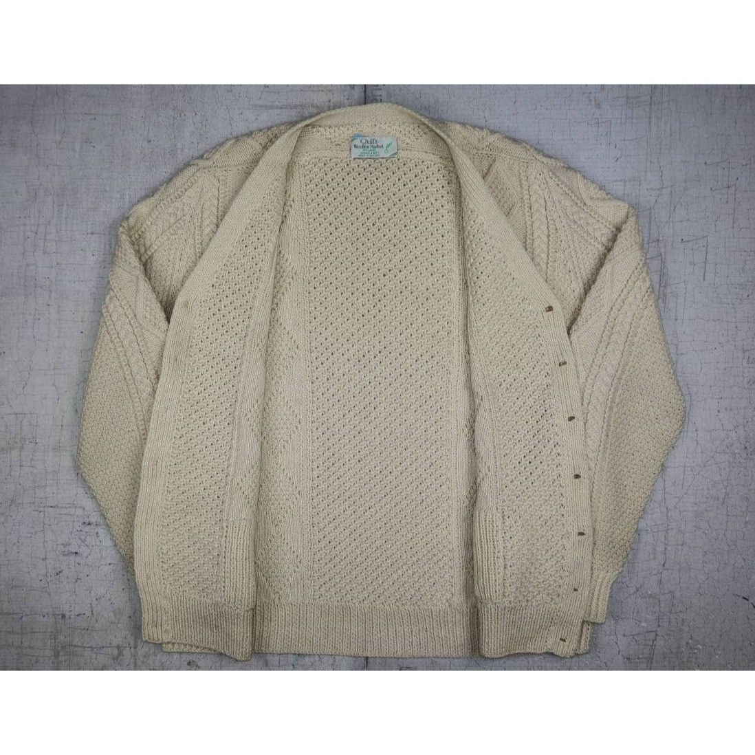 Vintage Quill’s Woolen Market Ireland Hand Knitted Pure Wool Cream Size US L / EU 52-54 / 3 - 6 Thumbnail