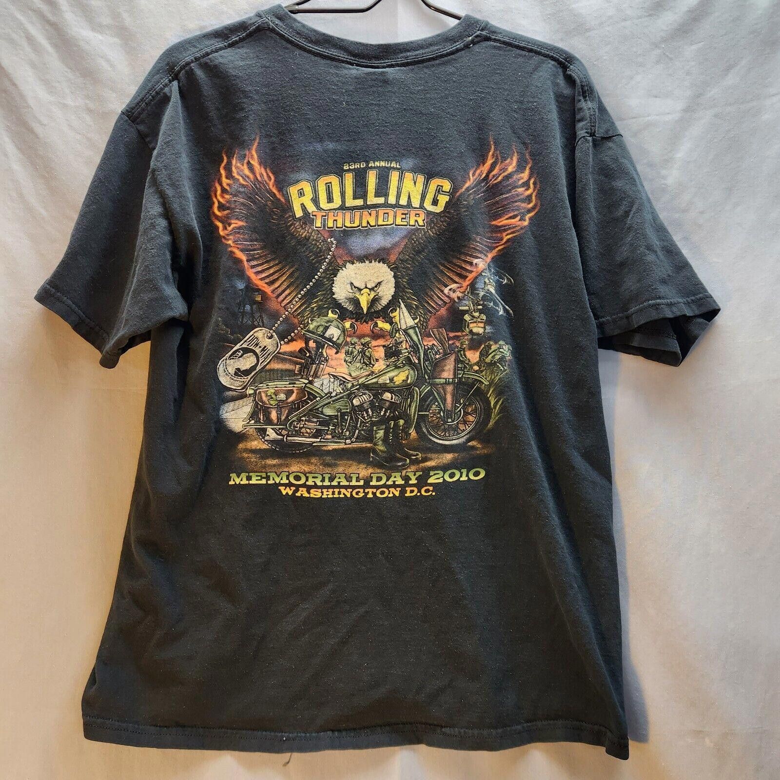 Gildan 2010 Rolling Thunder Motorcycle Rally Tshirt Size Large Size US L / EU 52-54 / 3 - 8 Thumbnail