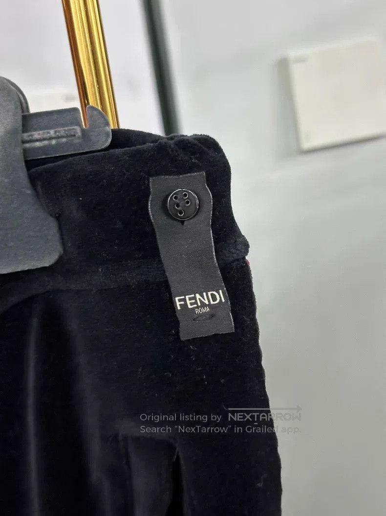 Fendi Fendi Black velvet side-stripe track pants with classic do Size US 36 / EU 52 - 2 Thumbnail