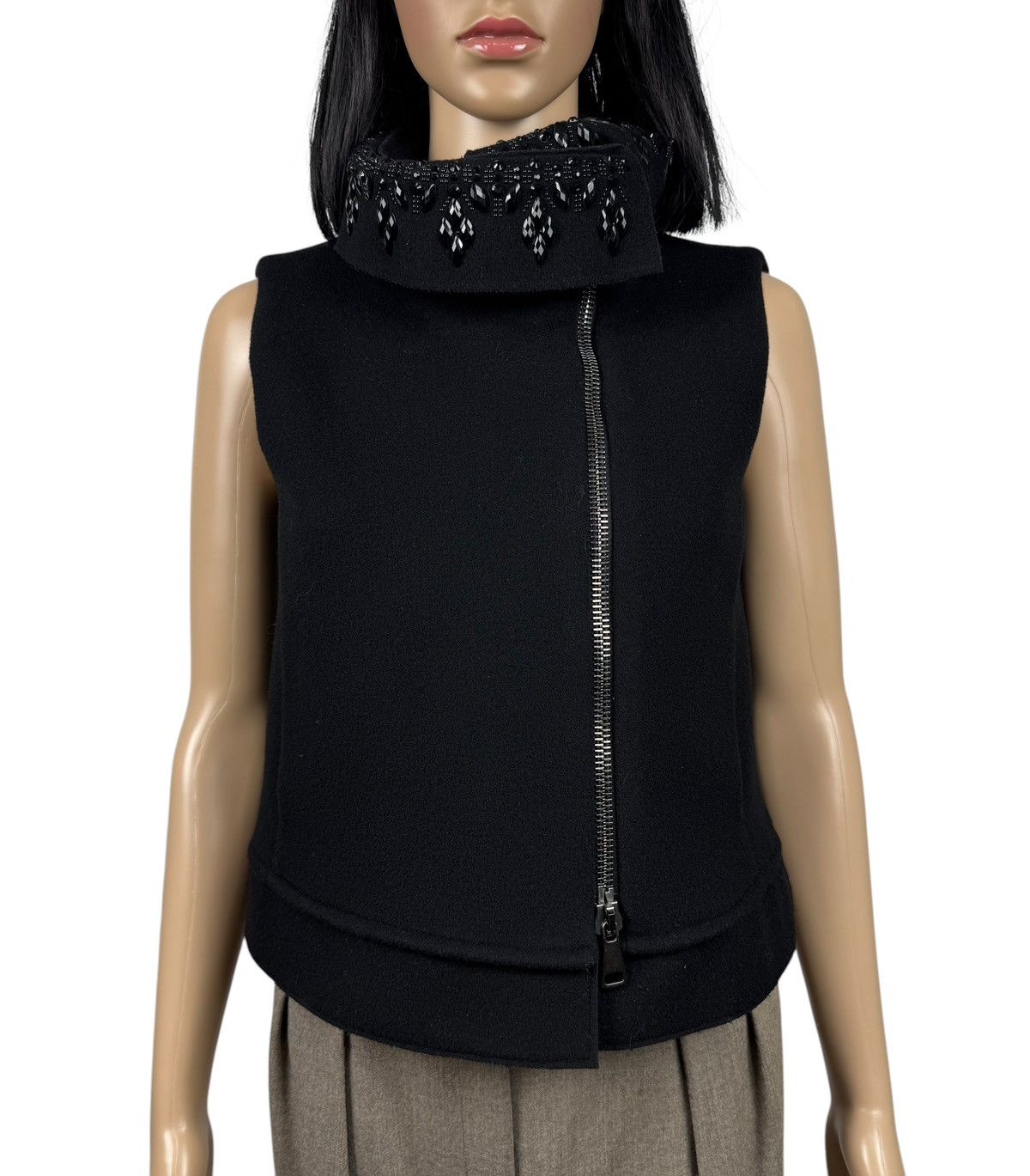 Emporio Armani Emporio Armani Full-Zip Vest Wool-Cotton Decorated Stones 40 Size S / US 4 / IT 40 - 2 Thumbnail