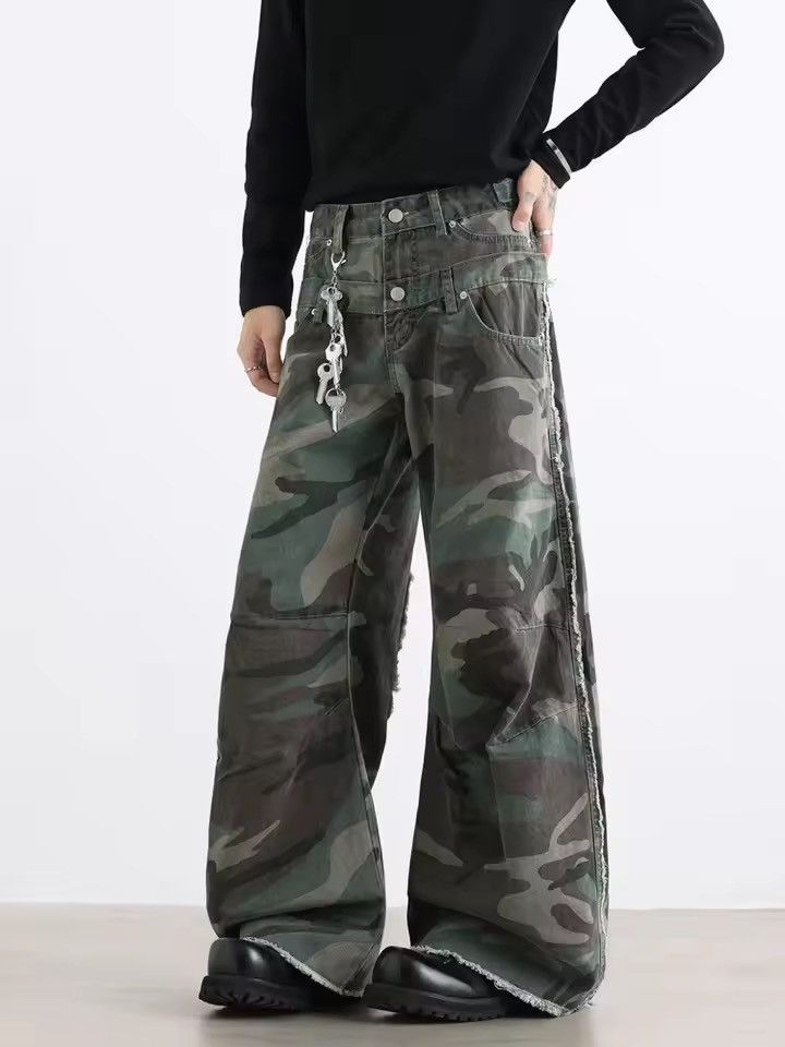 Vintage Kinuka x Misa Camo Cargo Wide Stacked Flare Pants Size US 33 - 10 Thumbnail