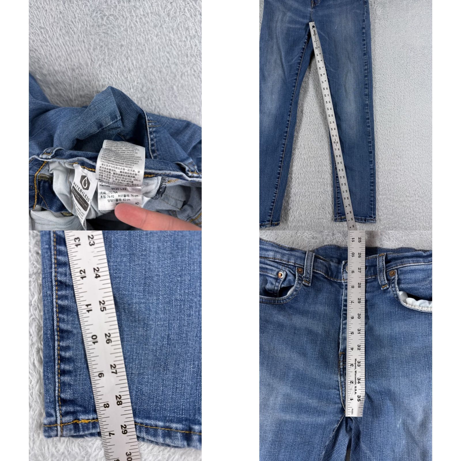 Levi's Levi's 512 Jeans Regular Denim Blue 31x27 Distressed Stretch 5-Pocket Cotton Jeans Men Size US 31 - 8 Thumbnail