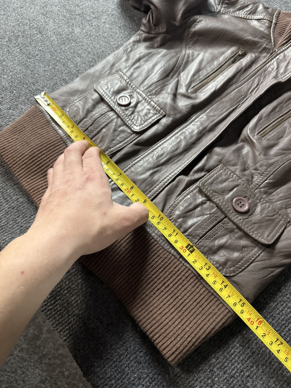 Genuine Leather Saint Tropez Cropped Rock Punk Leather Bomber Jacket XS Y2K Size XS / US 0-2 / IT 36-38 - 19 Thumbnail