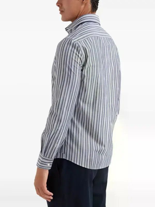Brunello Cucinelli o1la1rc1a0326 Striped Shirt in Blue/White Size US XL / EU 56 / 4 - 4 Thumbnail
