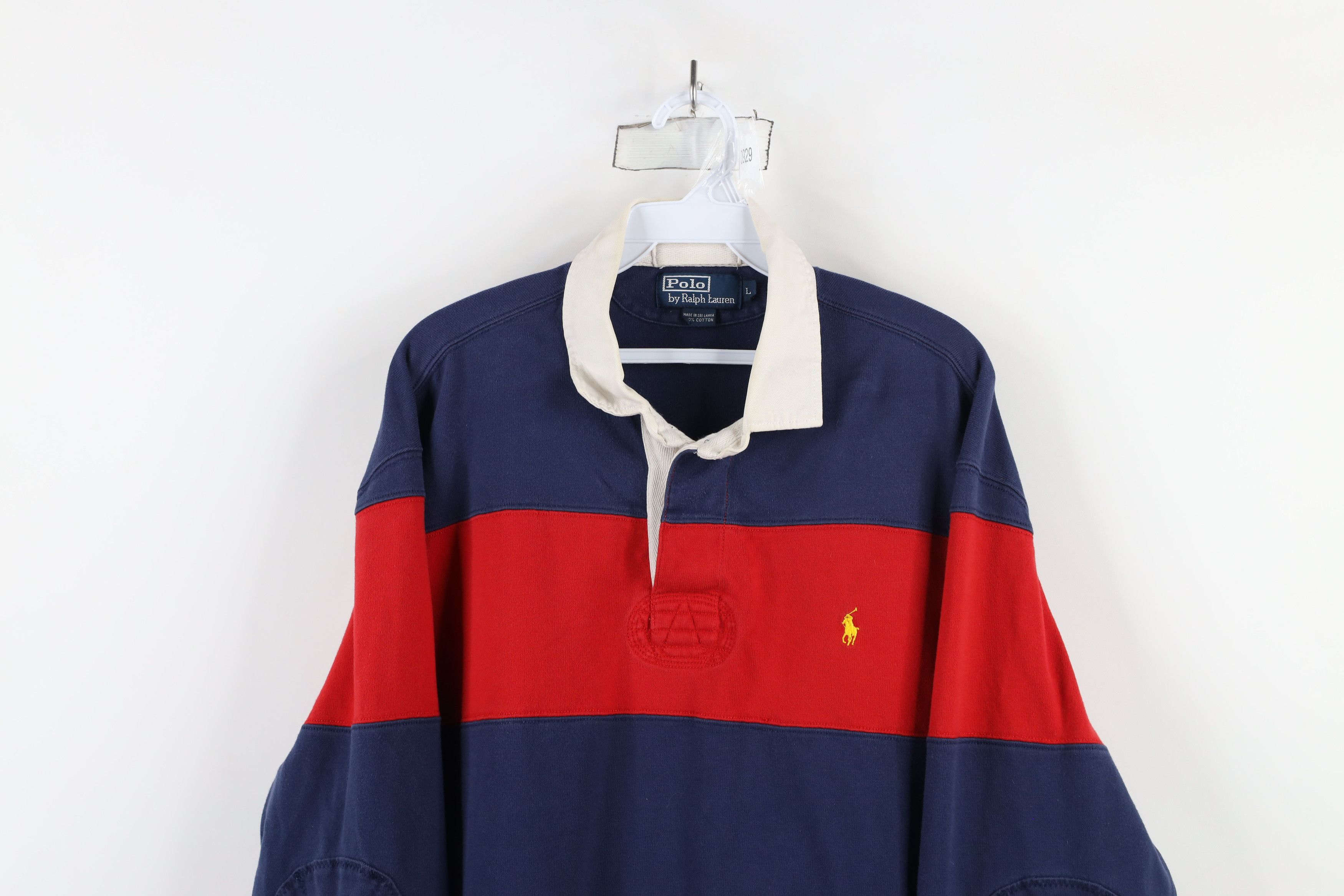 Ralph Lauren × Vintage Vintage 90s Ralph Lauren Elbow Patch Long Sleeve Rugby Polo Size US L / EU 52-54 / 3 - 2 Thumbnail