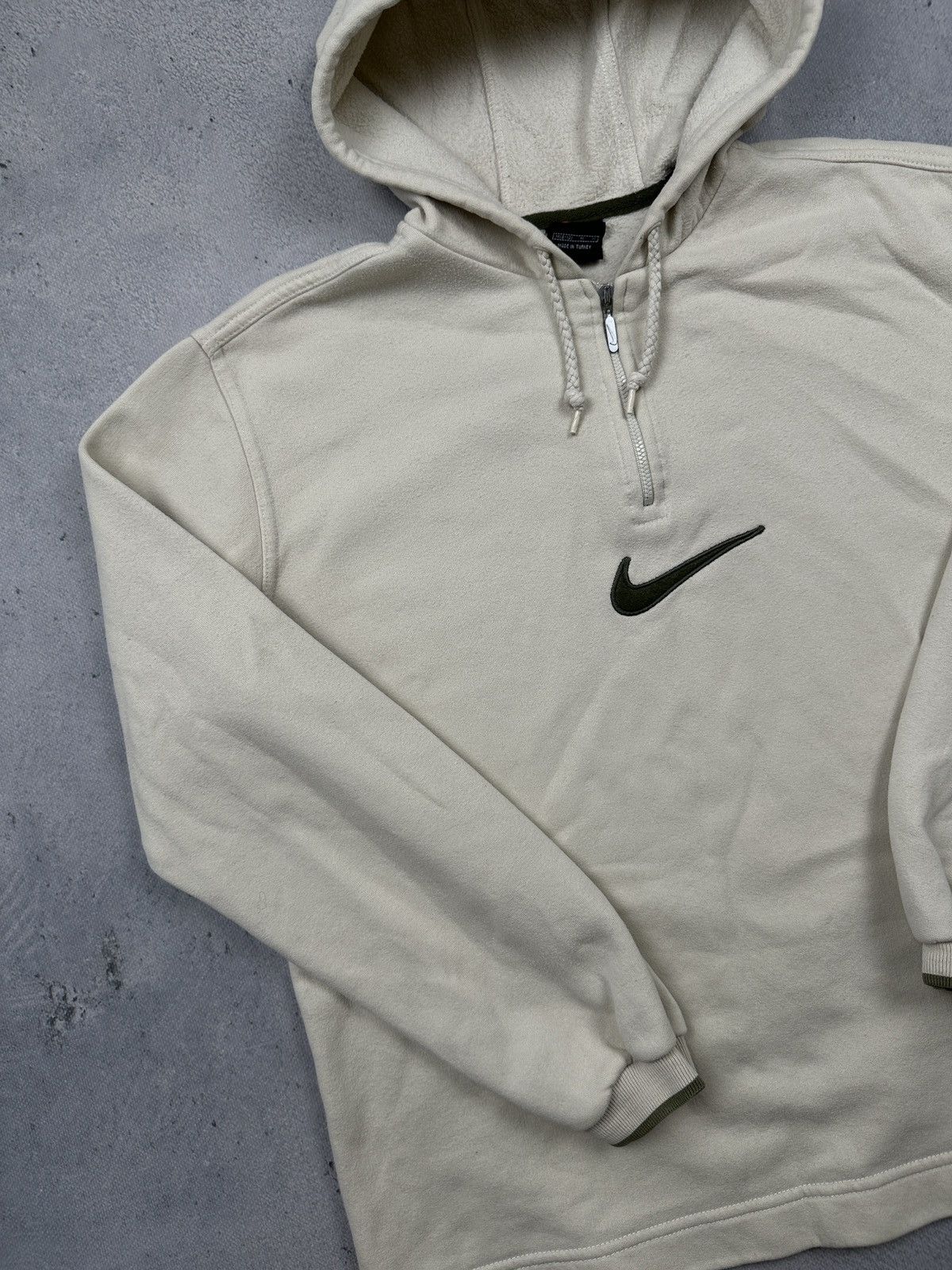 Nike Vintage Nike 00s Fleece Half Zip Hoodie Rare Cream Swoosh Size US M / EU 48-50 / 2 - 2 Thumbnail
