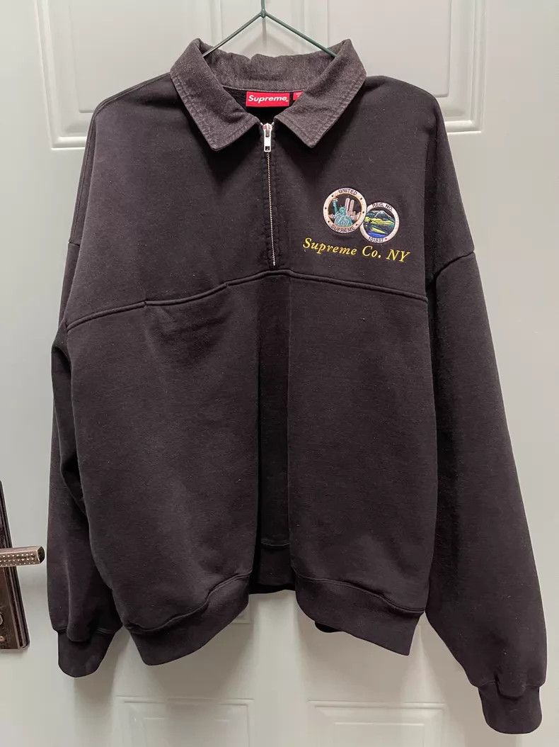 Supreme Supreme Denim Collar Half Zip Sweatshirt | Grailed
