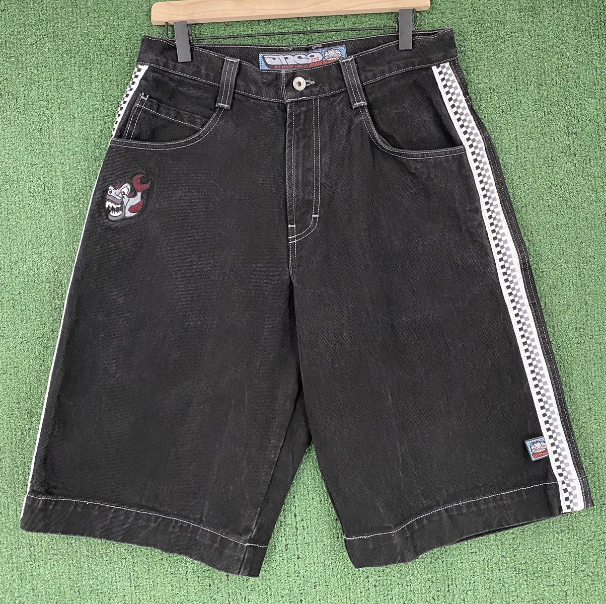 Rare VTG 90’s Jnco Piranha Check Sides Jean Shorts Jorts