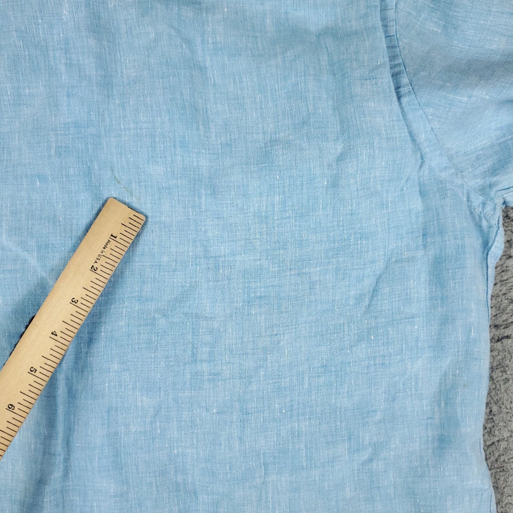 Vintage Alan Flusser Shirt Mens Large Blue Linen Casual Button Up Short Sleeve Size US L / EU 52-54 / 3 - 6 Thumbnail