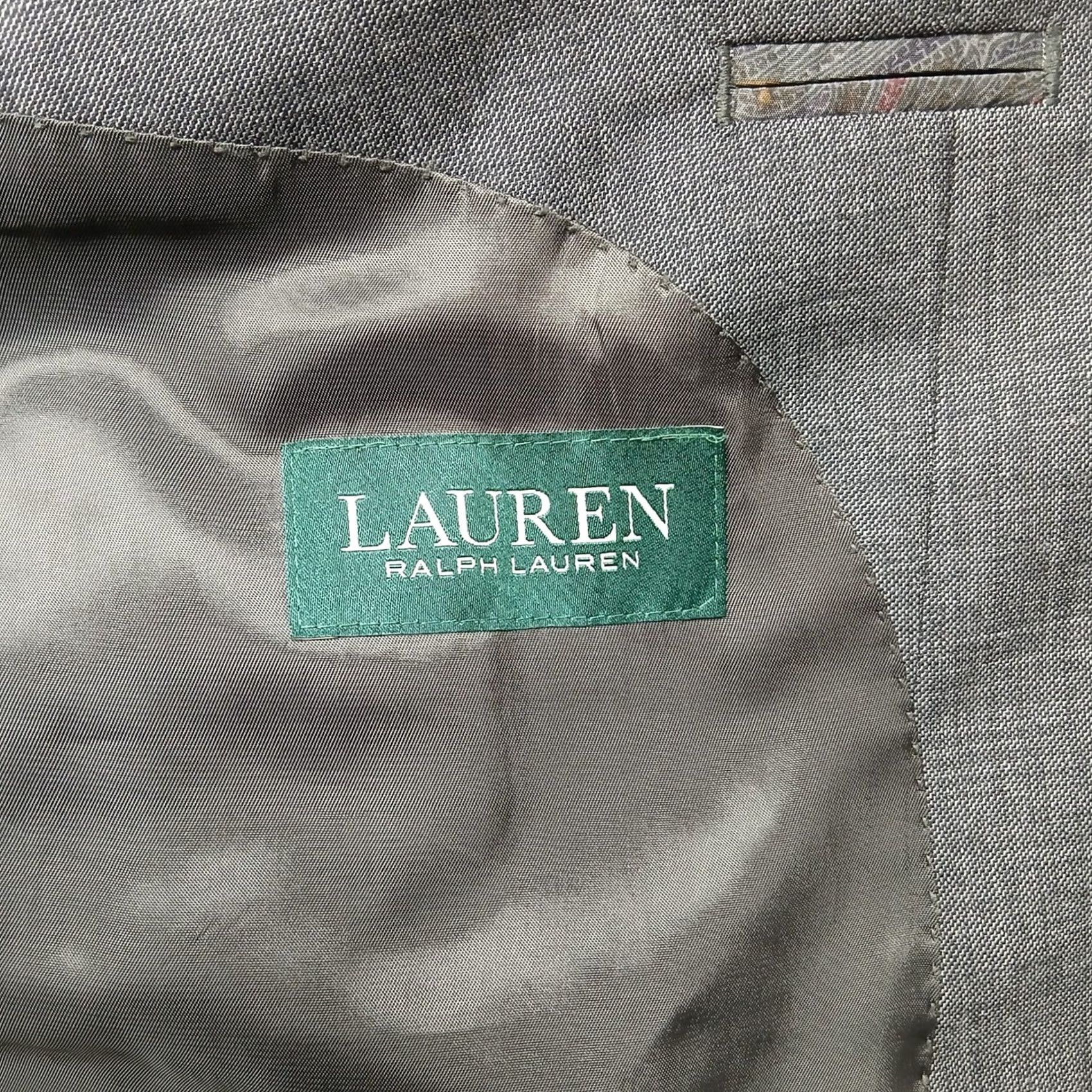 Ralph Lauren Lauren Ralph Lauren Blazer Men Gray 46R Wool Two-Button Herringbone Notch Lapel Regular Fit Chest Pocket Classic Business Dress Wool Blazer Mens Size 46R - 4 Thumbnail