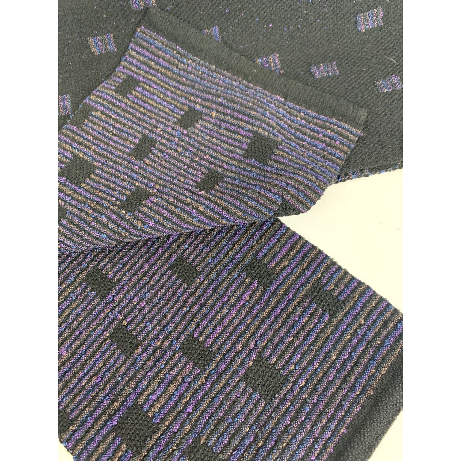 Vintage VINTAGE Whim by Heidi Wolfe Knit Scarf Reversible Geometric Print Purple Black 7.5 x 64" L Womens Size ONE SIZE - 7 Thumbnail