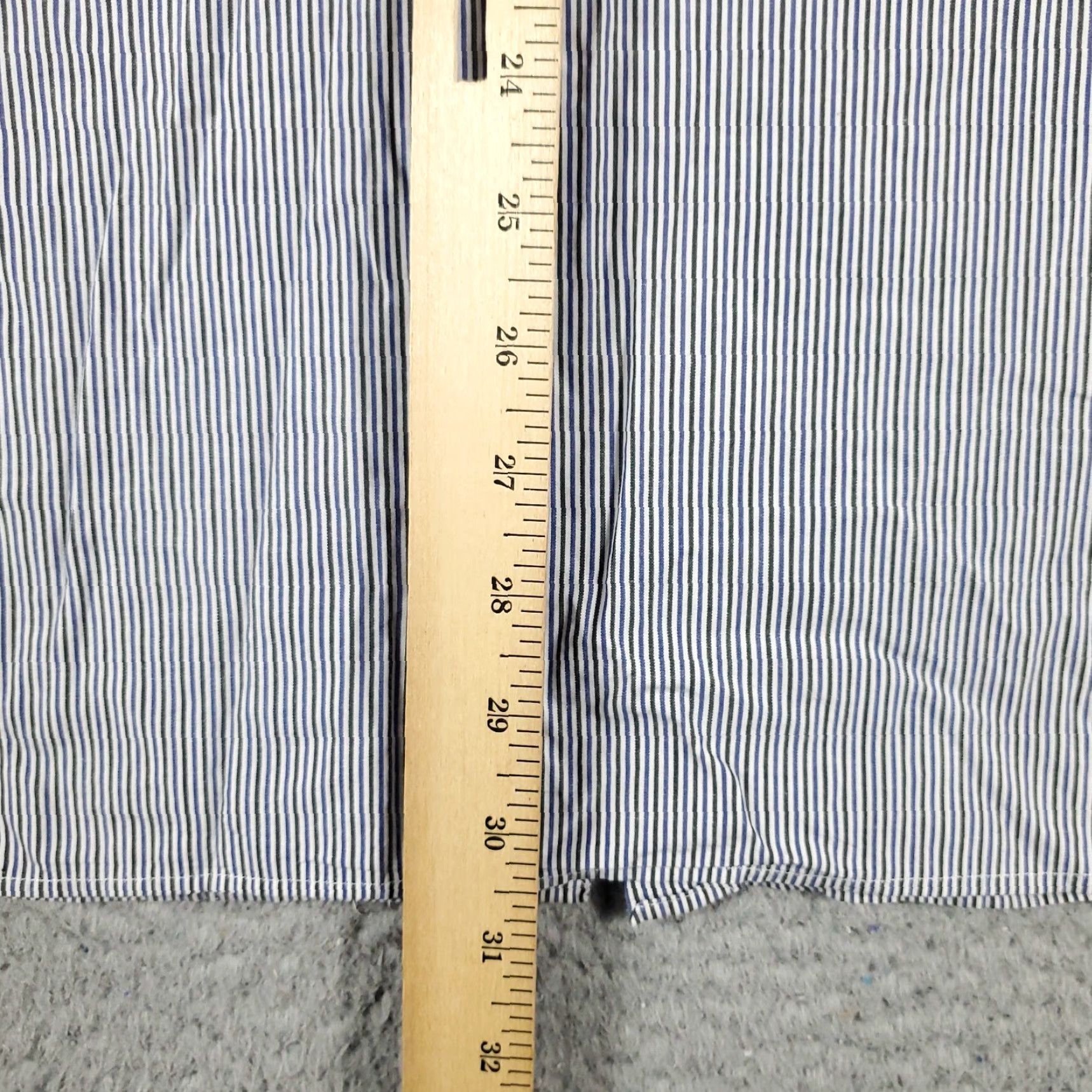 Ralph Lauren Ralph Lauren Shirt Mens 17.5 Blue Striped Dress Button Up Long Sleeve - Classic American Formal Casual Dress Shirt, 17.5 Neck, Blue, Cotton Size 46R - 4 Thumbnail