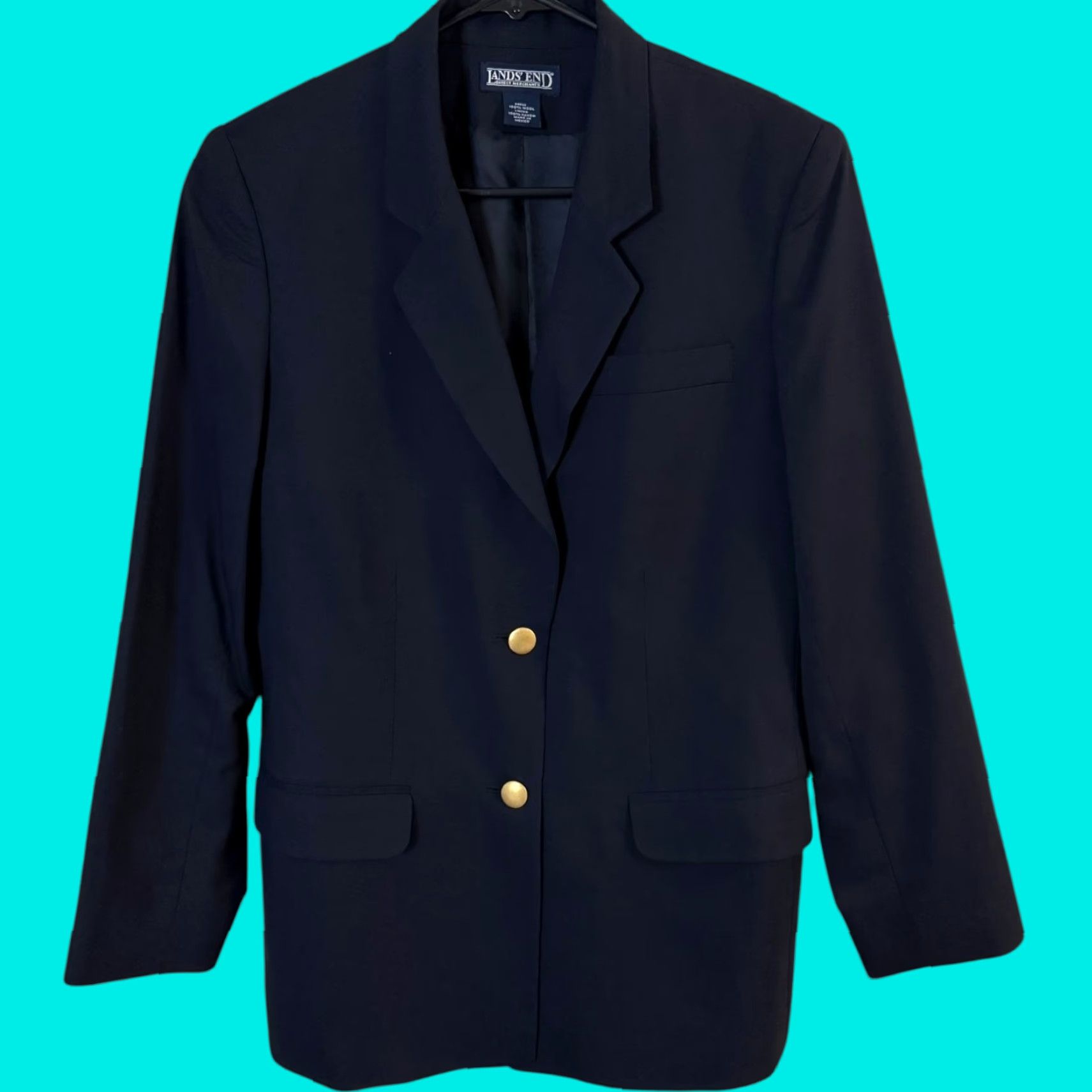 Lands' End VINTAGE Lands' End Blazer Jacket Women's 100% Wool Navy Blue Gold Button Single-Breasted Size 4R Adult Womens Size S / US 4 / IT 40 - 1 Thumbnail