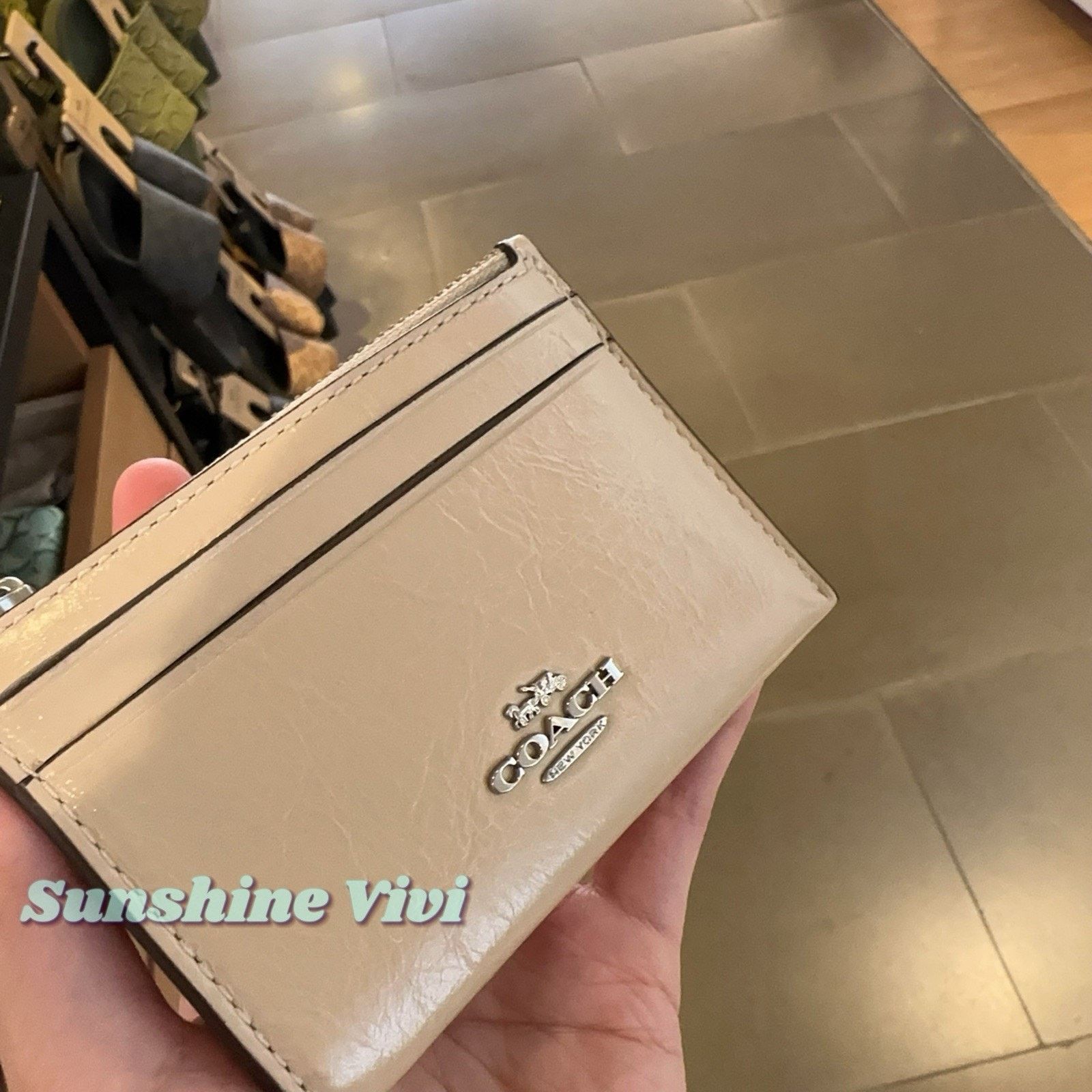 Coach NWT Coach Mini Skinny Id Case leather CEC47 Silver IVORY Size ONE SIZE - 2 Thumbnail