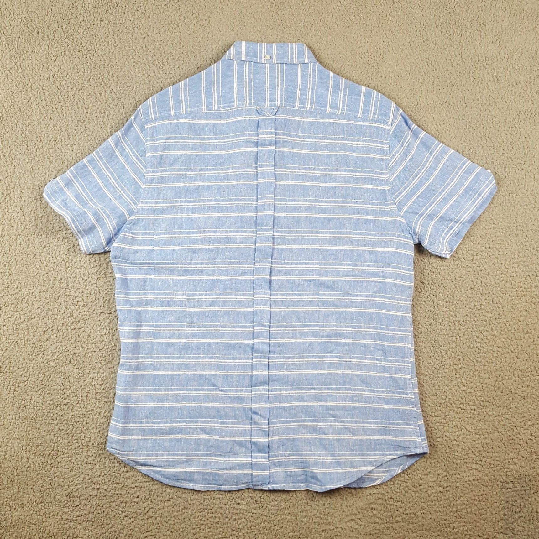 Ben Sherman Ben Sherman Linen Rayon Blend Striped Knit Men's Size L Button Up Collared Shirt Size US L / EU 52-54 / 3 - 4 Thumbnail