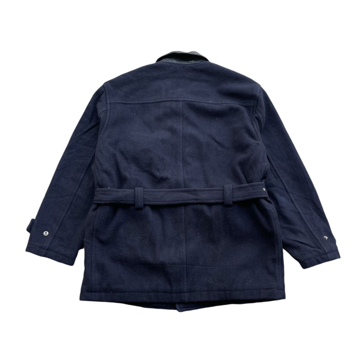 Comme des Garcons AW1990 CDG Homme Leather Collar Wool Belted Jacket Size US M / EU 48-50 / 2 - 5 Thumbnail