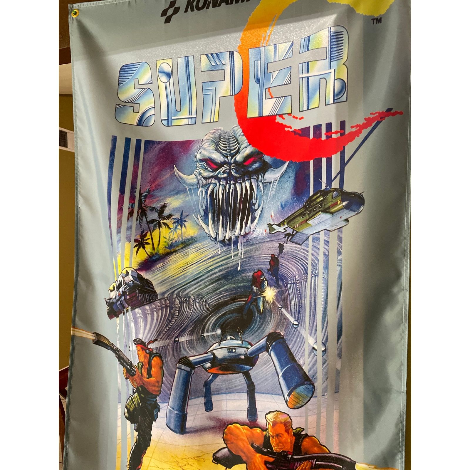 Nintendo Super C Nintendo NES 5ft Box Art Flag 1990 Contra Konami Size ONE SIZE - 3 Thumbnail