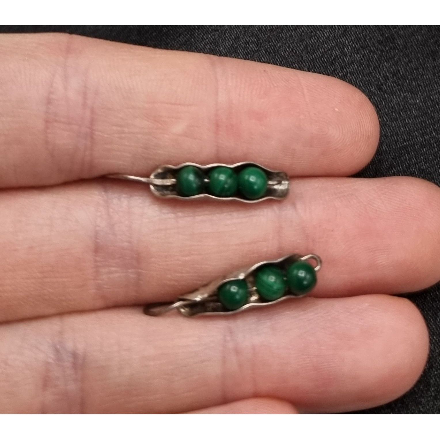 Vintage Vintage Early 2000's Malachite 925 Sterling Silver Earrings Size ONE SIZE - 5 Thumbnail