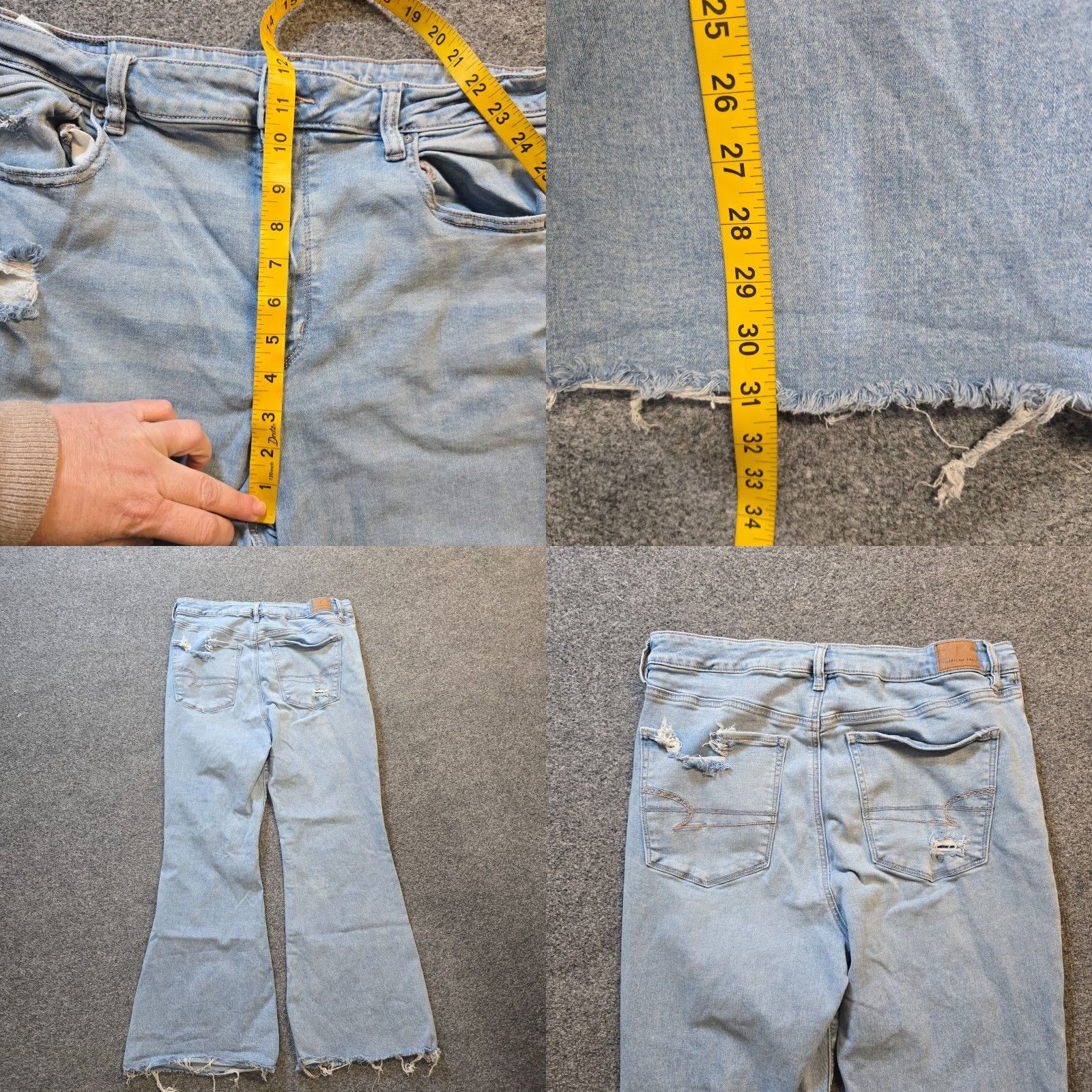 American Eagle Outfitters American Eagle Outfitters Jeans Women Size 18 Blue Super High Rise Flare Distressed Casual Denim 5-Pocket Regular Rise 31 In Inseam Size 40" / US 18 - 8 Thumbnail