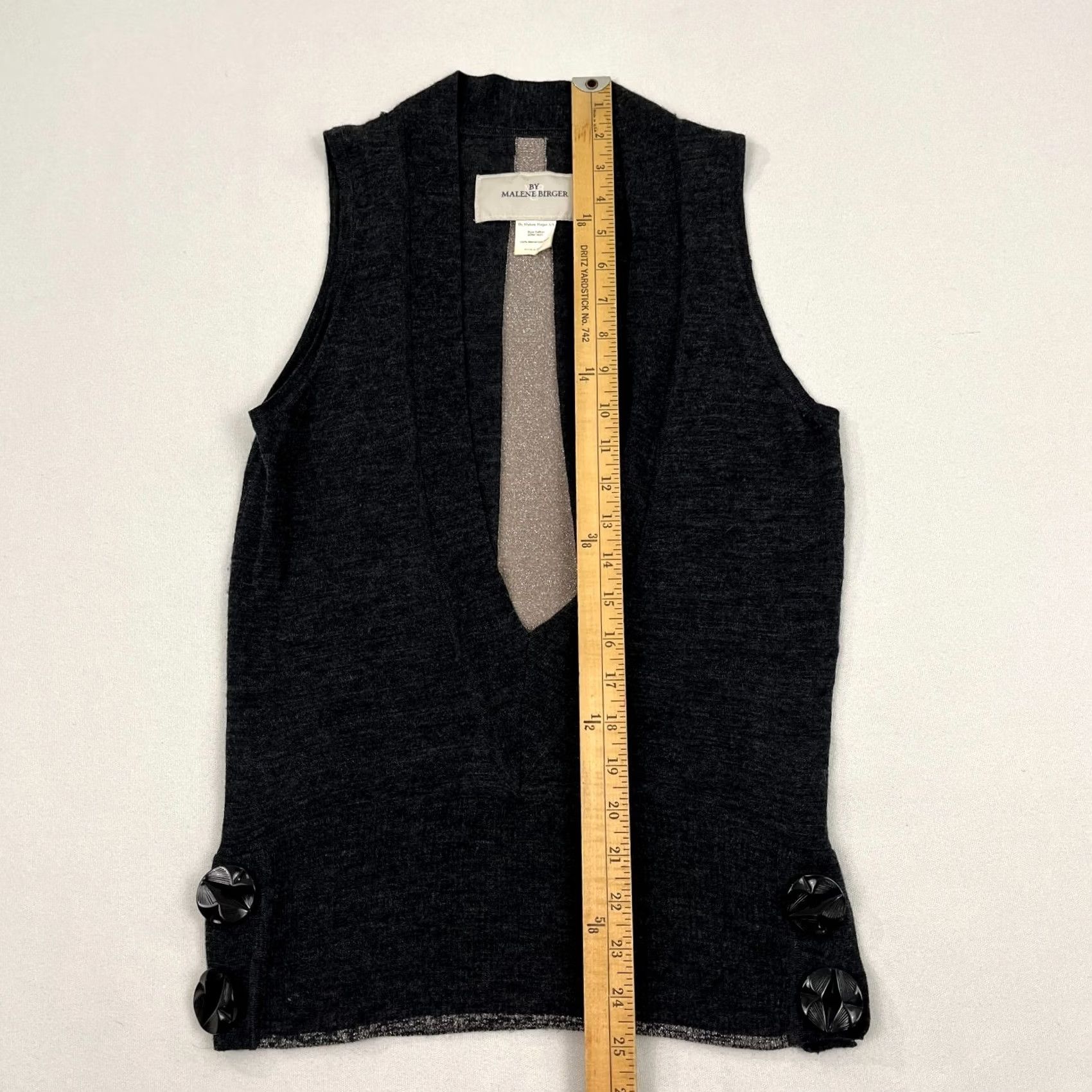 By Malene Birger VINTAGE By Malene Birger A/S Sweater Vest Womens M Gray Saffron Mercerized Wool Layers Size M / US 6-8 / IT 42-44 - 4 Thumbnail