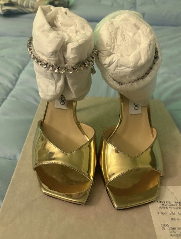 Jimmy Choo Jimmy Choo Saeda 100 Crystal Chain Embellishment Pump Shoes Size US 8 / IT 38 - 2 Thumbnail