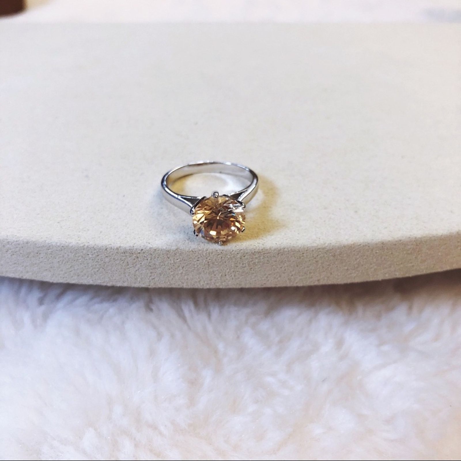 Other Sterling Silver Yellow Crystal Ring Size ONE SIZE - 6 Thumbnail