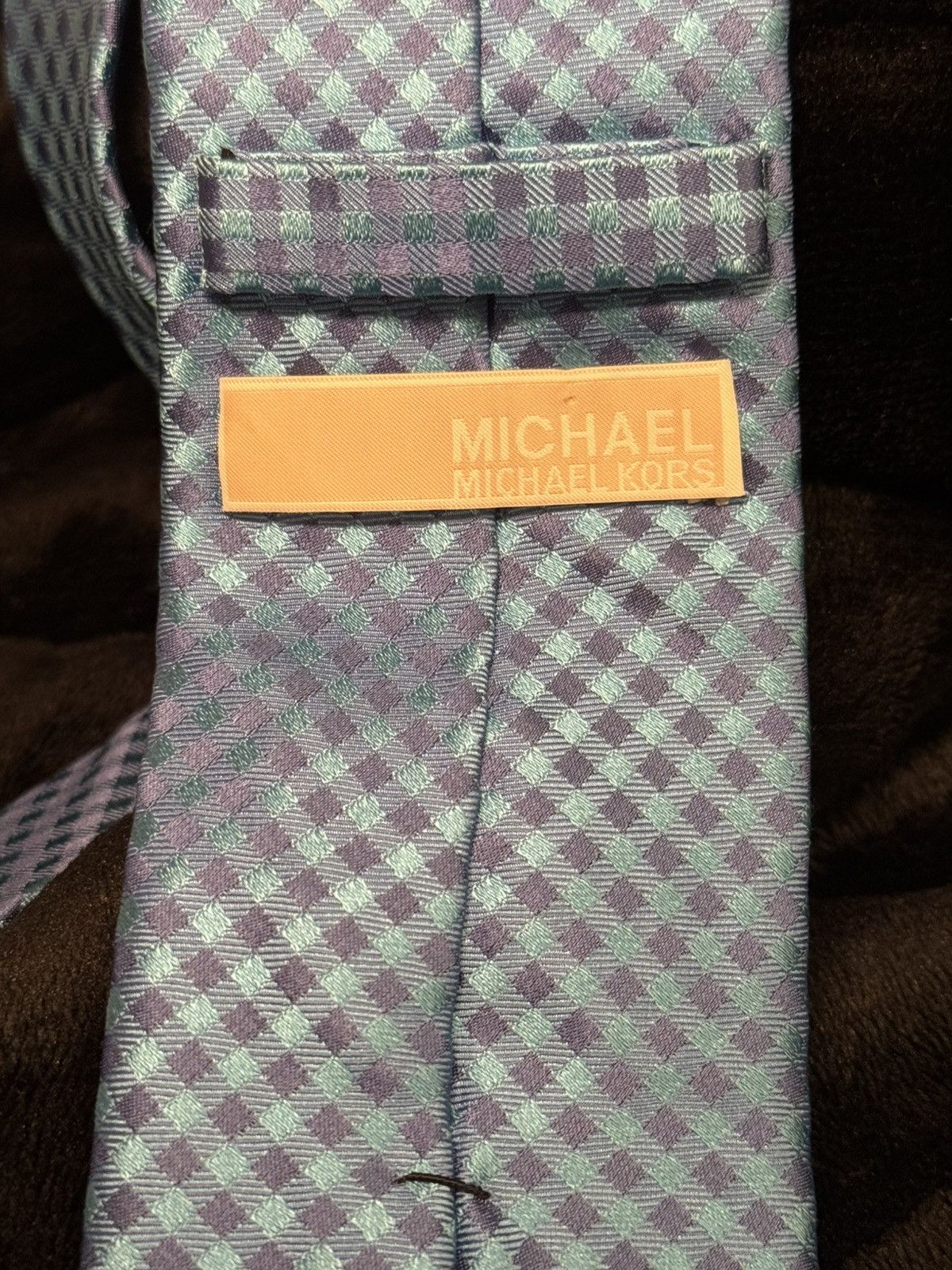 Michael Kors Michael Kors Blue Check Pattern Men's Dress Tie Size ONE SIZE - 6 Thumbnail