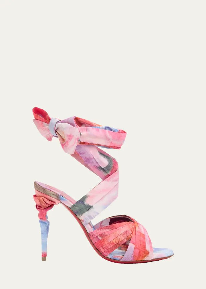Christian Louboutin os11x0526 Affabula Floral Lace-Up 100mm Sandals Multicolor Size US 11 / IT 41 - 1 Thumbnail