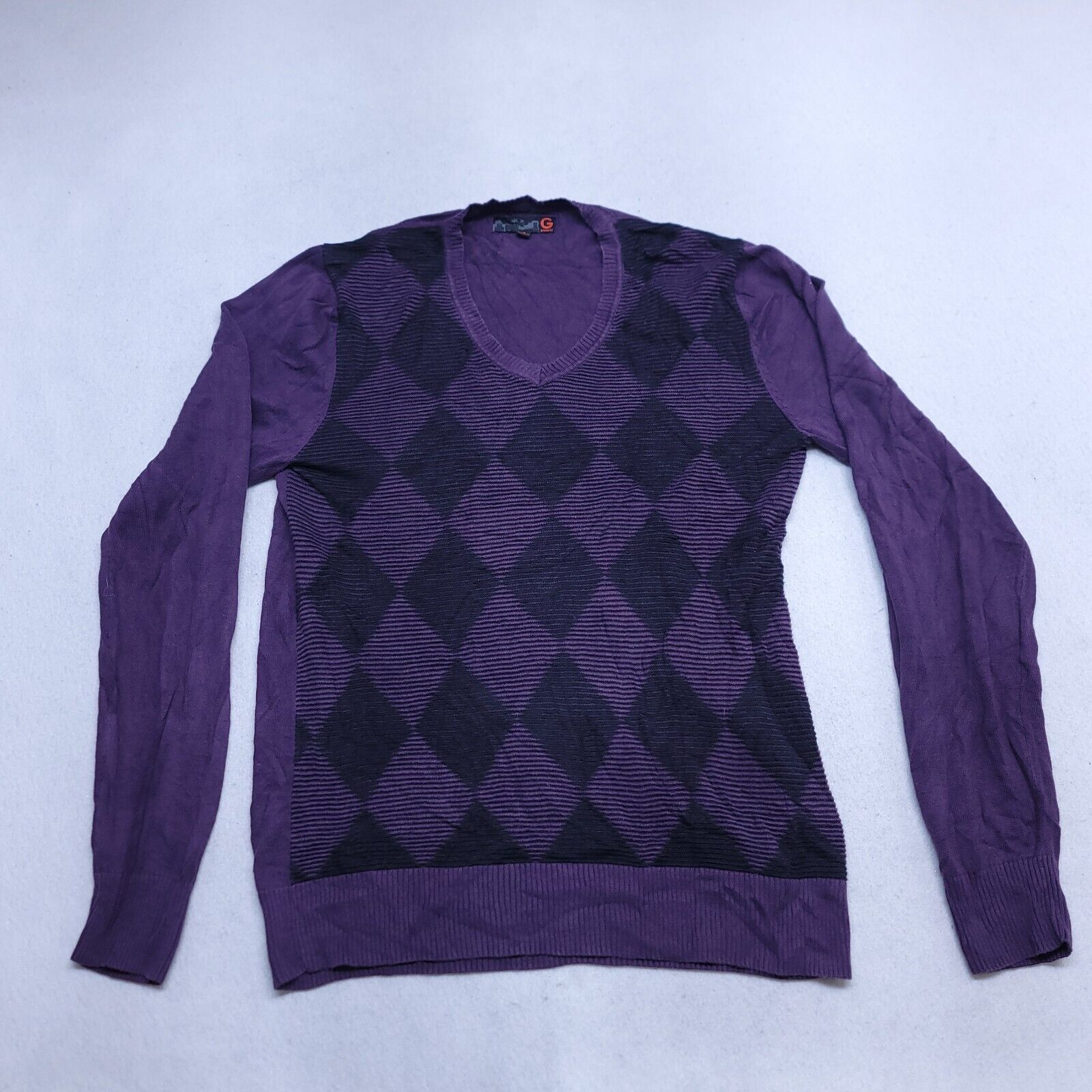 Guess G by Guess Pullover Sweater Mens Size Medium M Purple Black Size US M / EU 48-50 / 2 - 2 Thumbnail