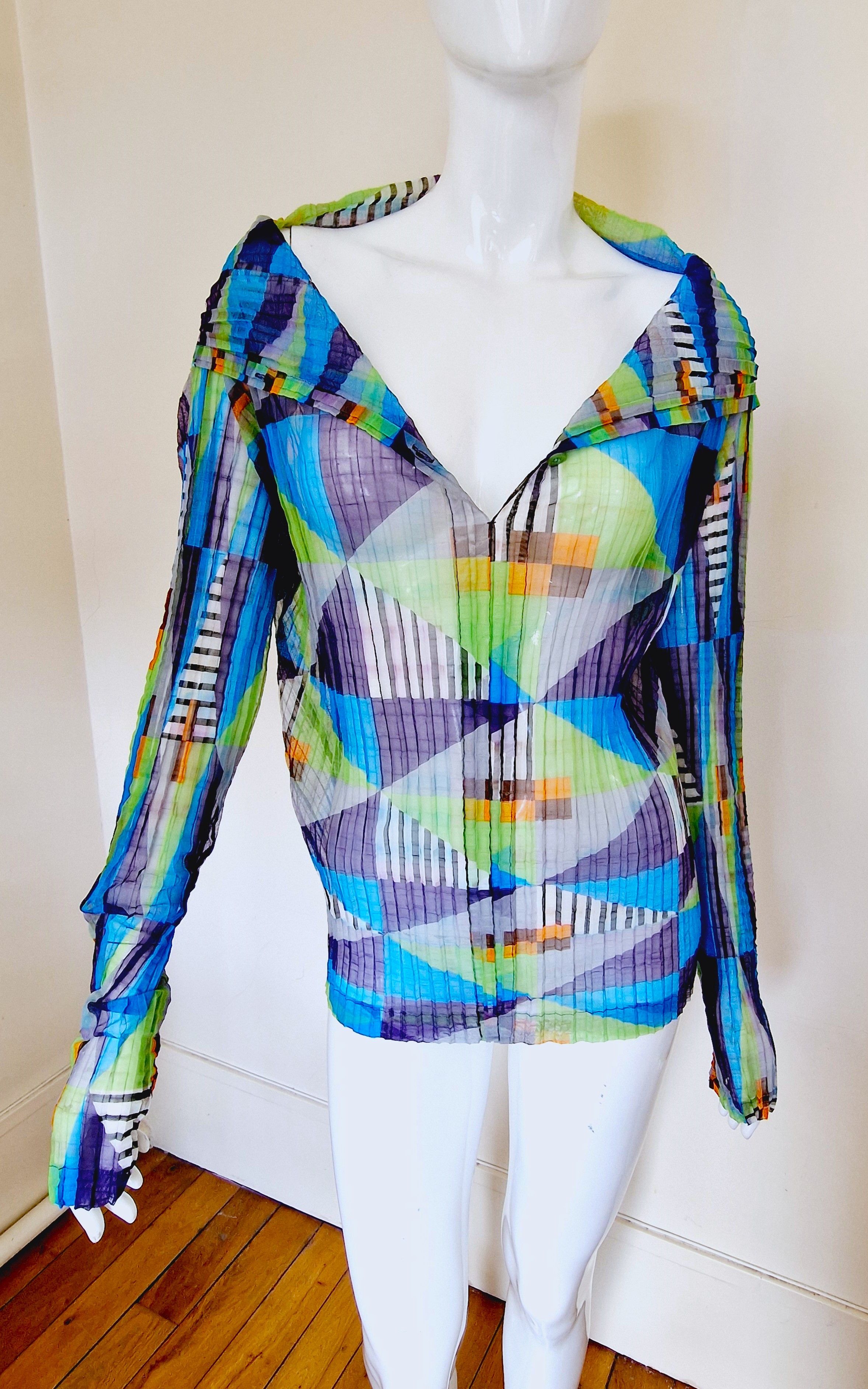 Pleats Please Issey Miyake Issey Miyake Cauliflower Pleated Striped Men Women Top Shirt Size US M / EU 48-50 / 2 - 1 Thumbnail