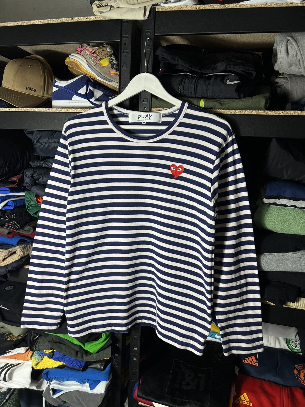 Comme des Garcons PLAY Comme des Garçons PLAY Stripe Long Sleeve T‑Shirt Navy White Size US M / EU 48-50 / 2 - 1 Thumbnail