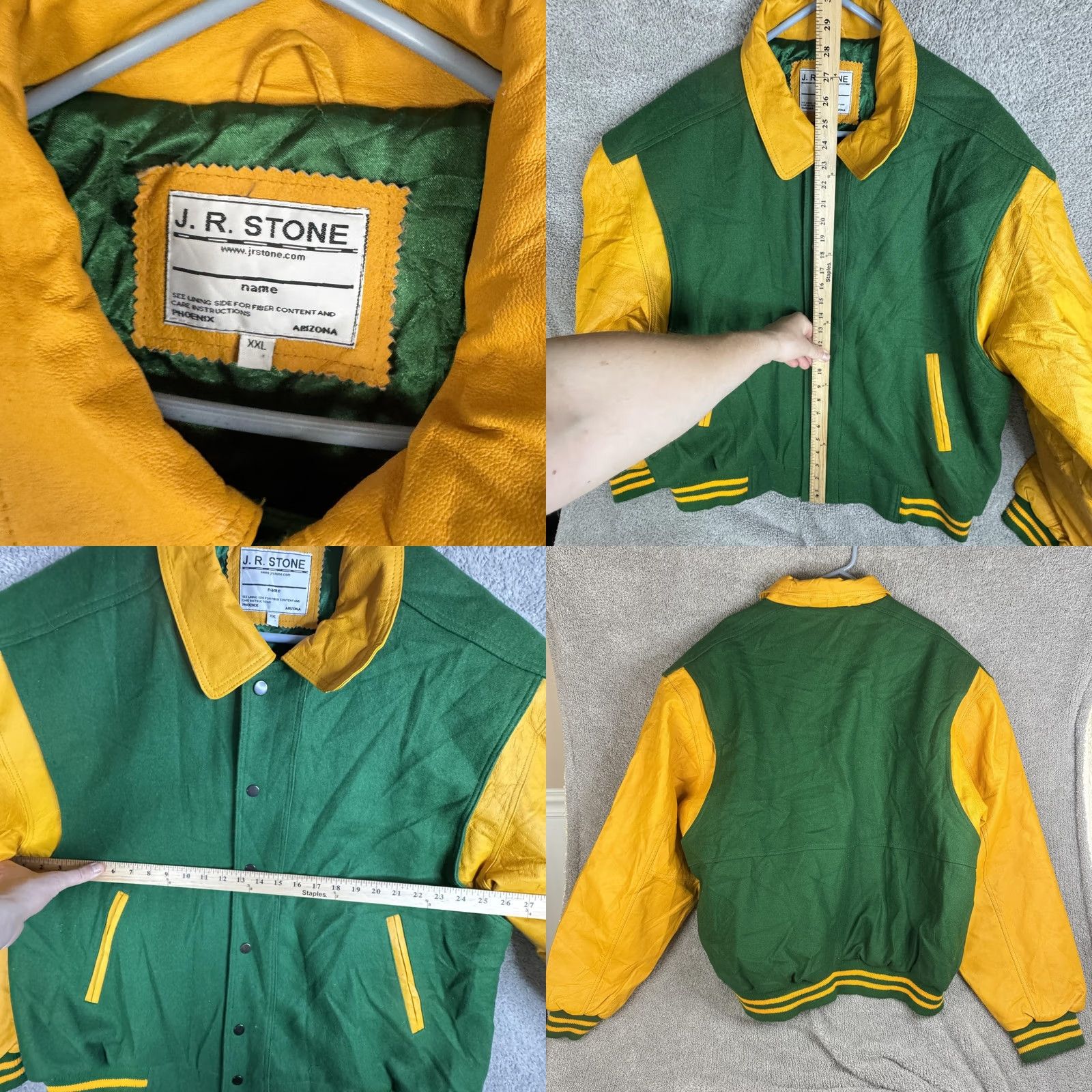 Vintage J.R. Stone Jacket Mens 2XL Green Wool Varsity Snap Lined Sports College Shirt Size US XXL / EU 58 / 5 - 8 Thumbnail