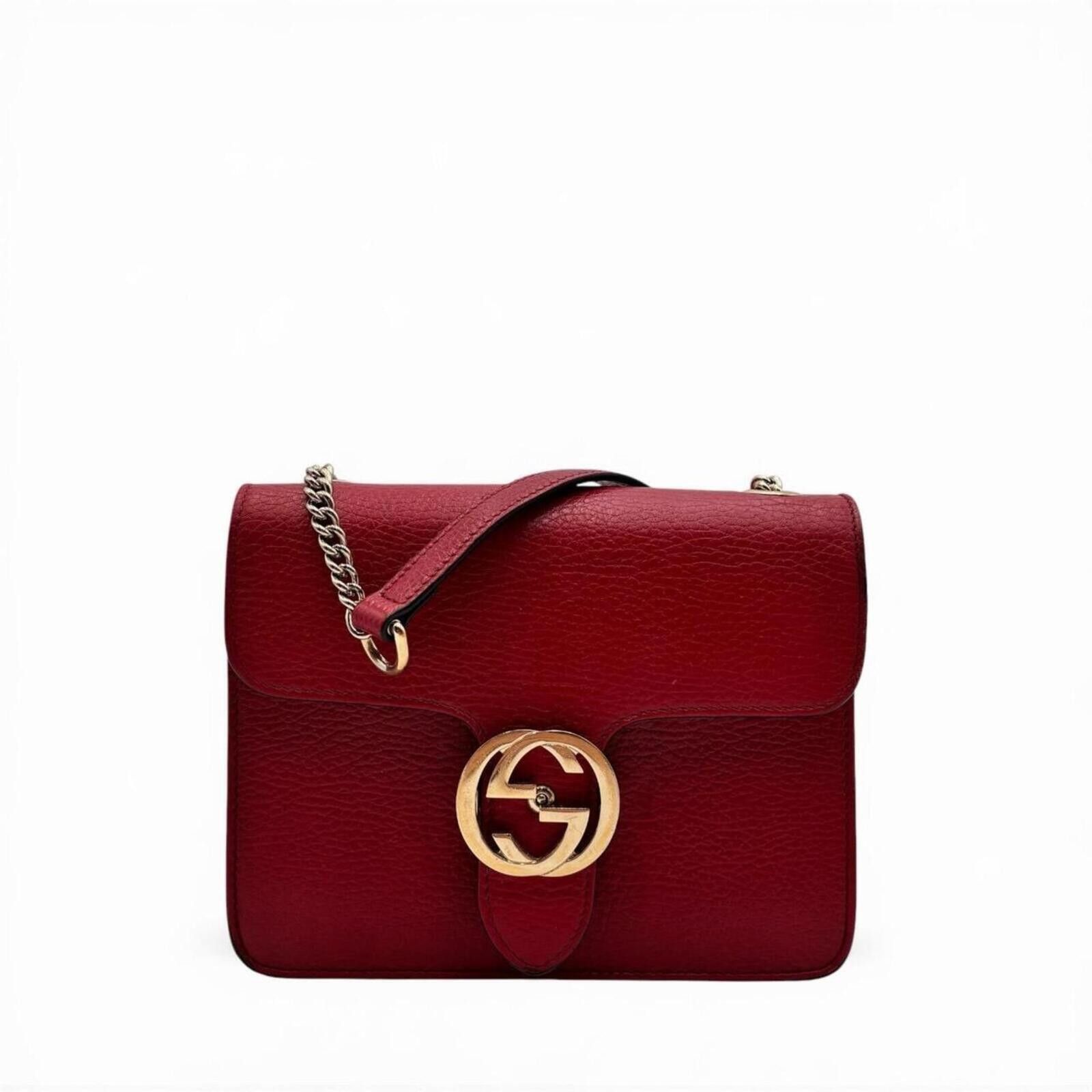 Other Gucci Interlocking GG Red Leather Chain Crossbody Bag Size ONE SIZE - 1 Thumbnail