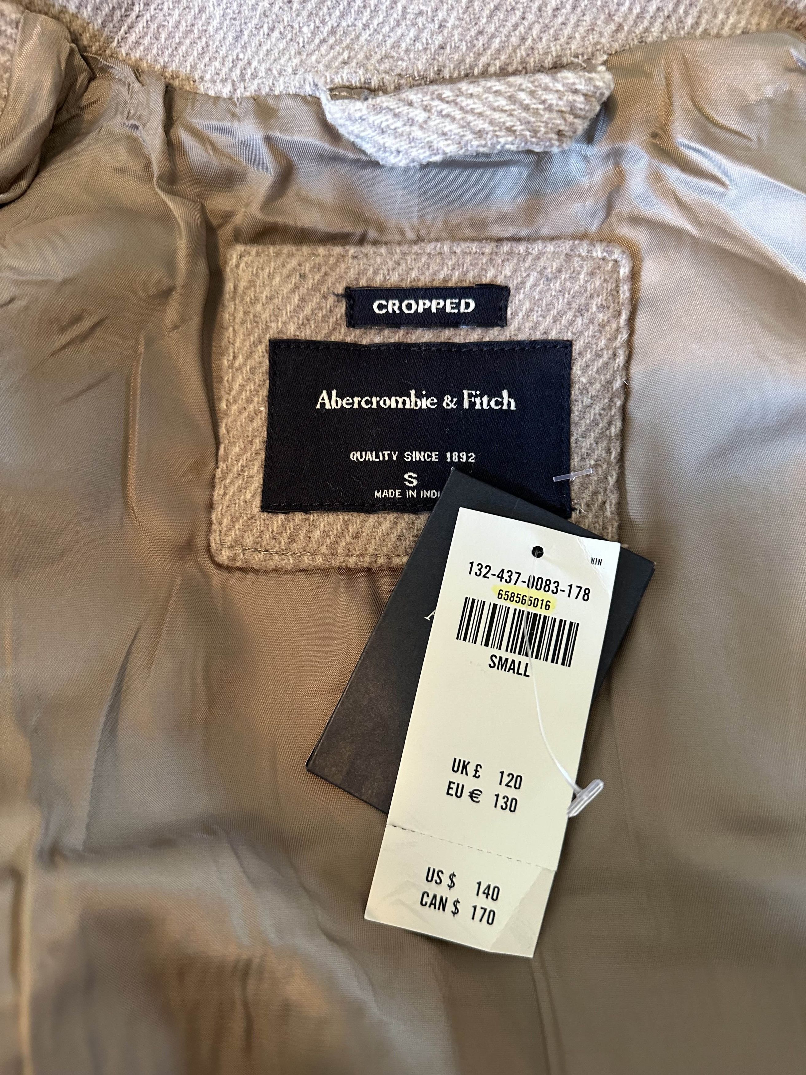 Abercrombie & Fitch Abercrombie Creme Cropped Dressy Trucker Jacket Size US S / EU 44-46 / 1 - 3 Thumbnail