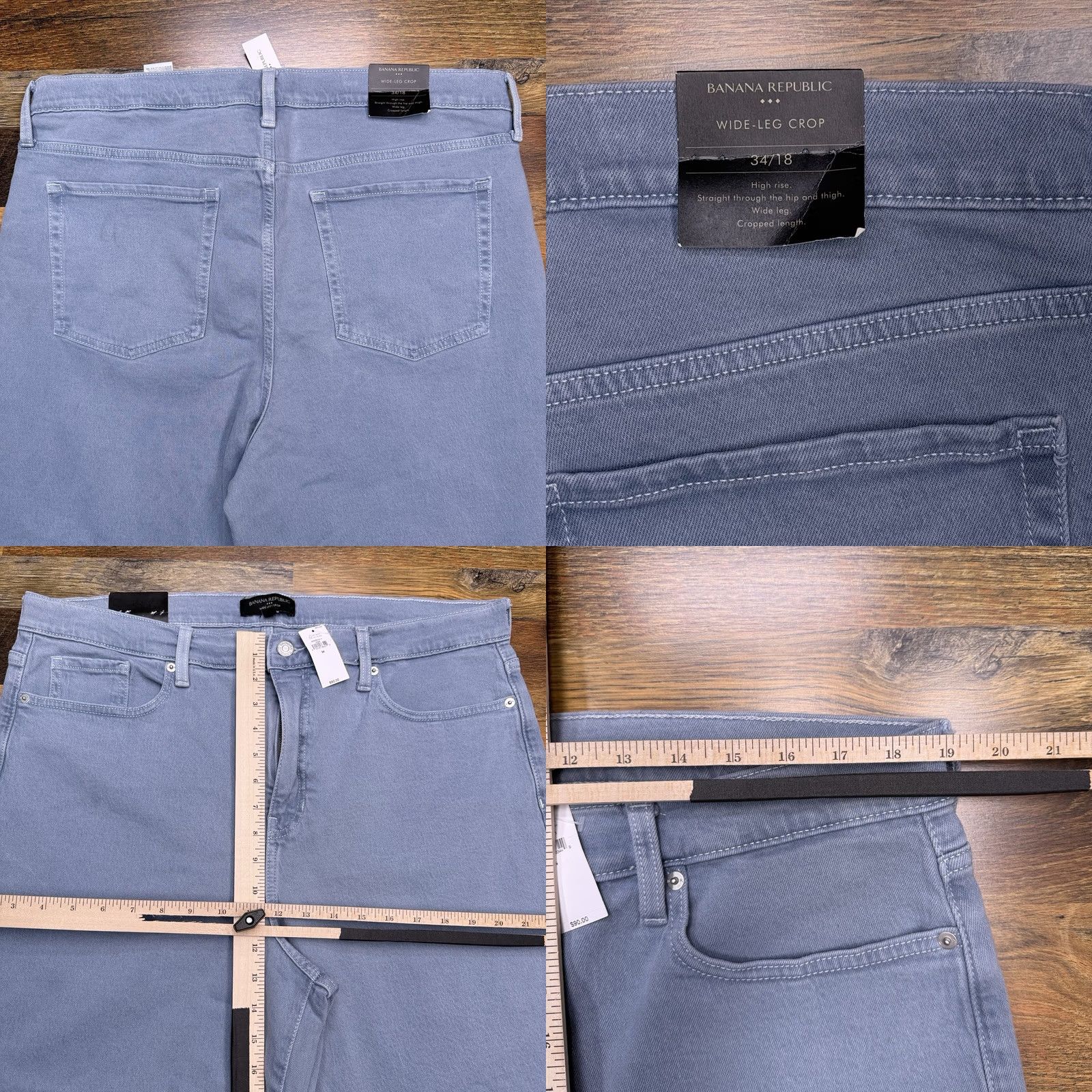 Banana Republic Banana Republic Jeans Wide-Leg Denim 34 High Rise Stretch 5-Pocket Logo Blue Women Size 24" / US 00 / IT 34 - 8 Thumbnail