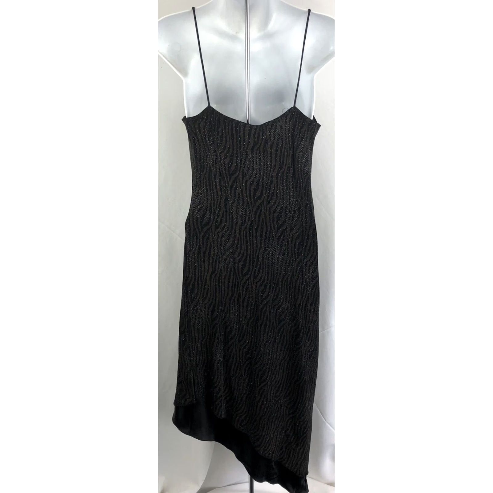 Vintage VINTAGE Positive Attitude Slip Dress Gown Dress Black Zebra Midi 8 Y2K Hi Lo Layered Cocktail 90s Womens Size M / US 6-8 / IT 42-44 - 4 Thumbnail