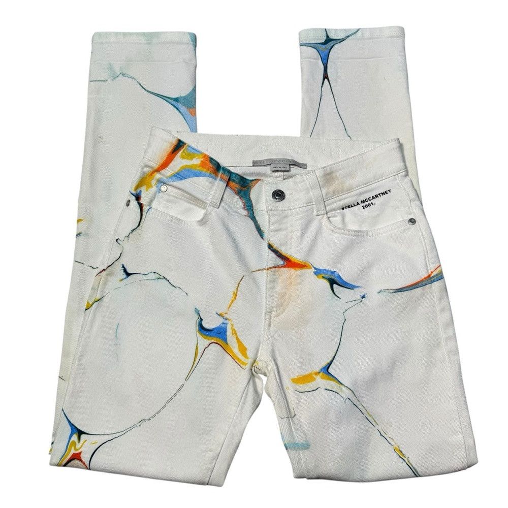 Stella McCartney Stella McCartney Mid Rise Marble Print White Jeans Made In Size 24" / US 00 / IT 34 - 4 Thumbnail