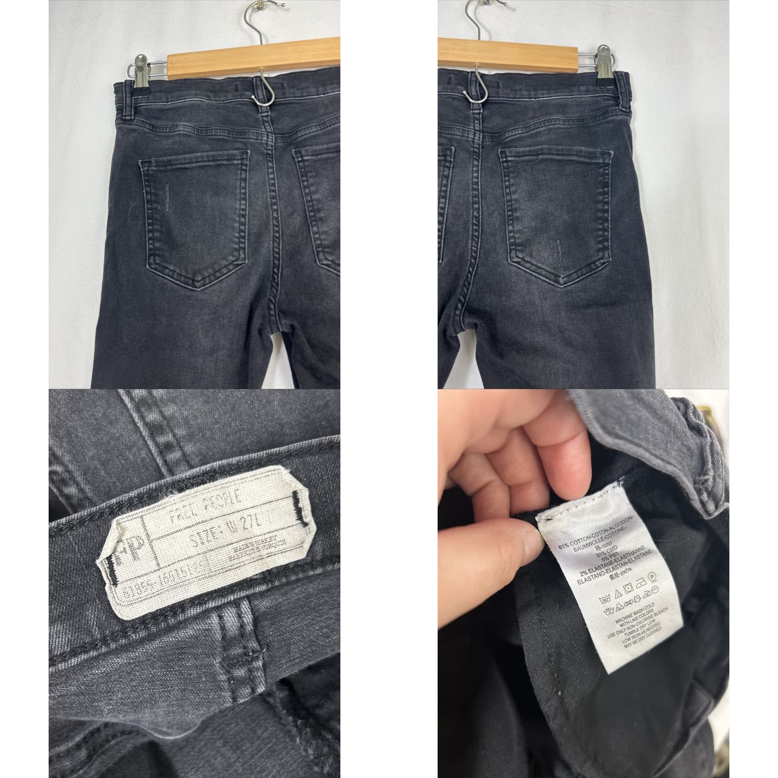 Free People VINTAGE Free People Jeans Distressed Ankle 27x29 Black Denim Womens 27 29 Inseam Skinny Size 27" / US 4 / IT 40 - 9 Thumbnail